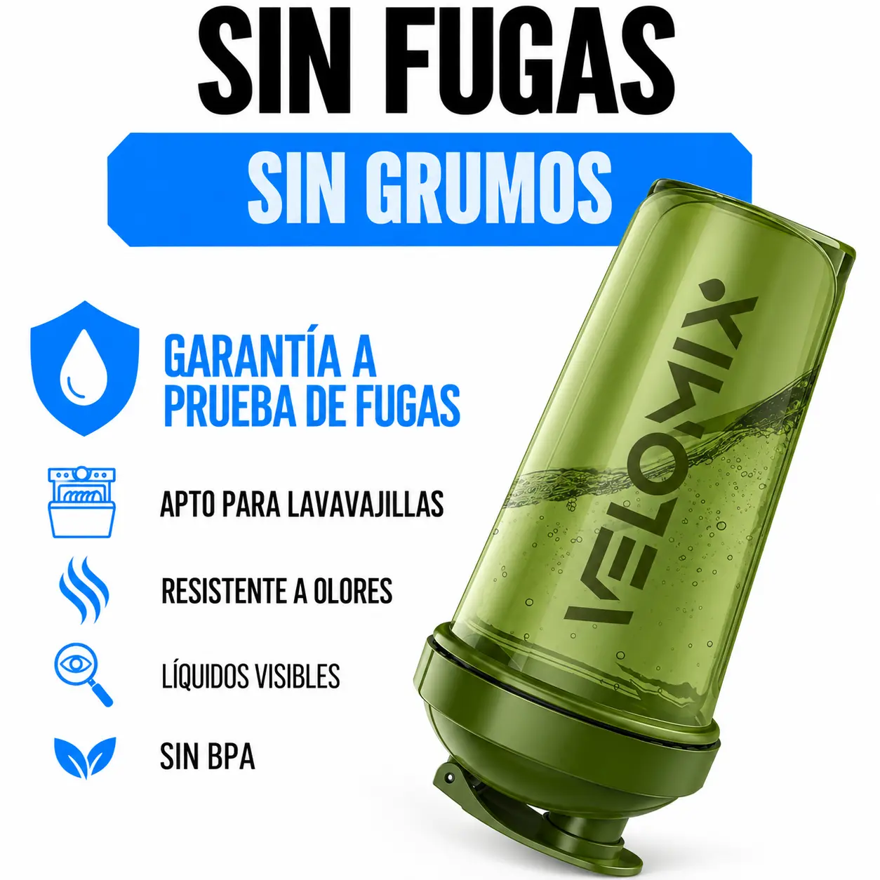 VELOMIX - Botella mezcladora de proteínas de 14 onzas para mezclas de proteínas.