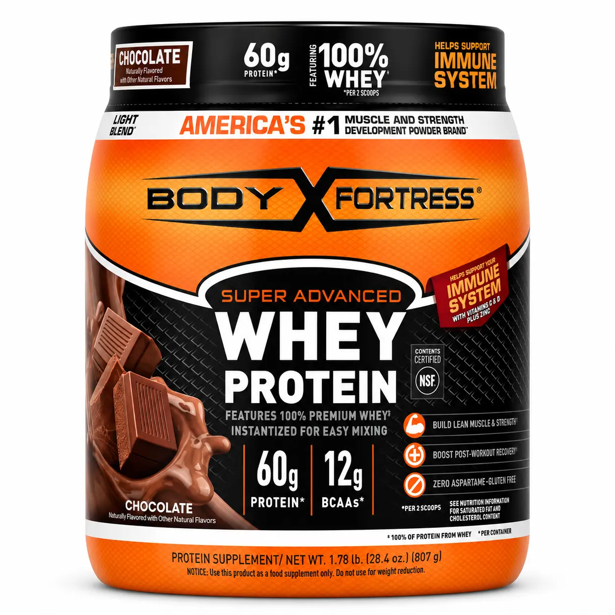 Body Fortress - Proteína de suero súper avanzada, chocolate